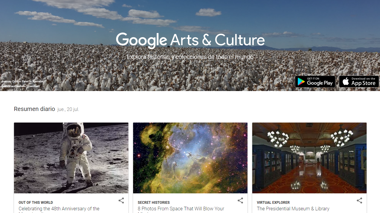 Google Arts & Culture incluye contenido de más de 1200 museos y archivos destacados ... (disponible Google Play y App Store)